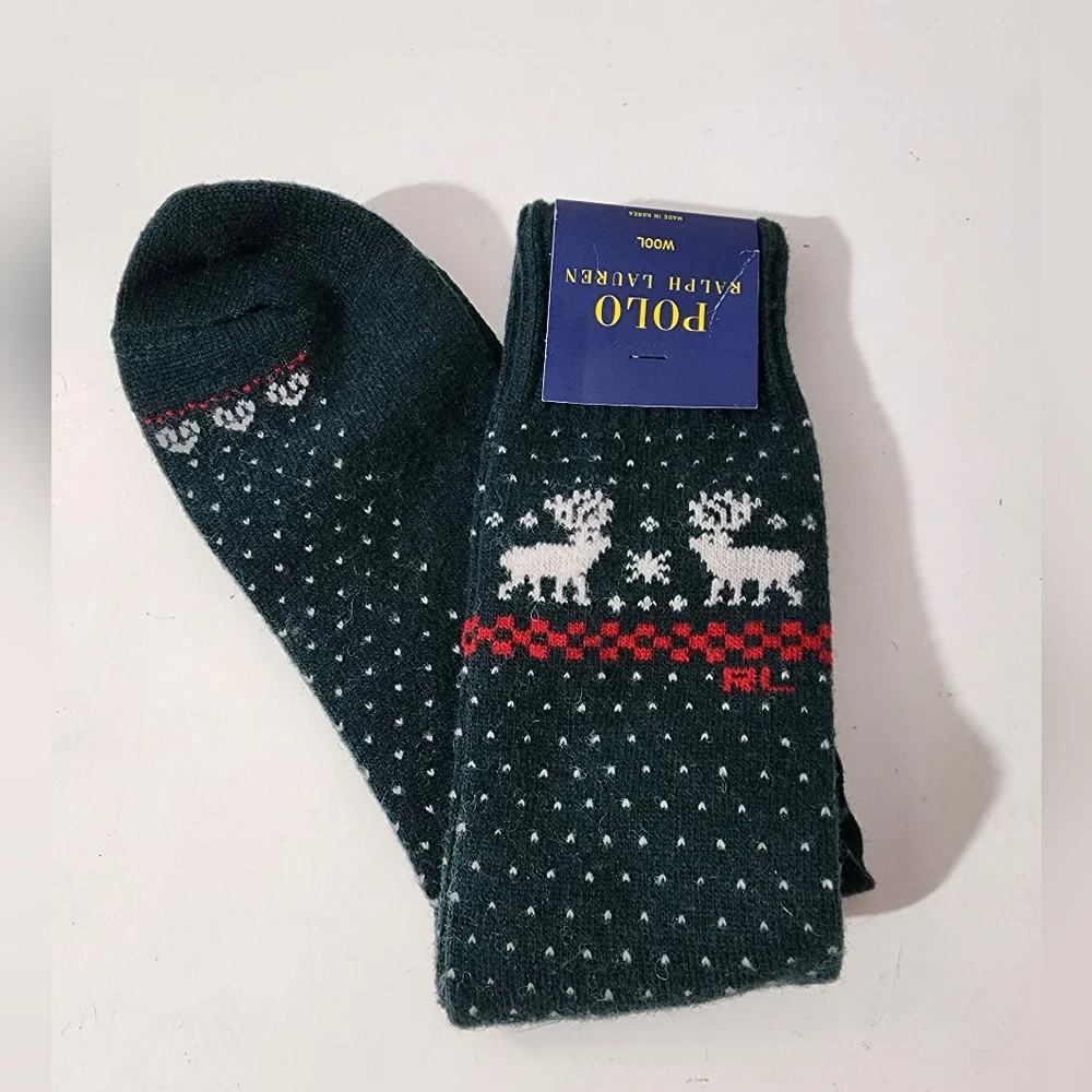 Polo Ralph Lauren Men's Wool Blend Casual Crew Socks Green Moose Sz 6-12.5